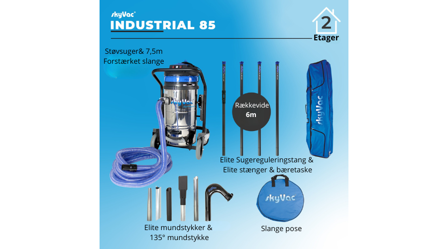 Komplet tagrendesæt med SkyVac Industrial 85 støvsuger
