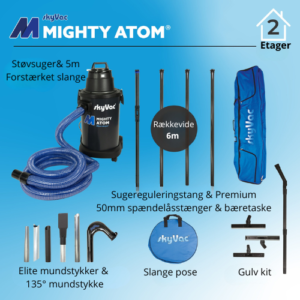 Komplet tagrendesæt med Mighty SkyVac Atom støvsuger