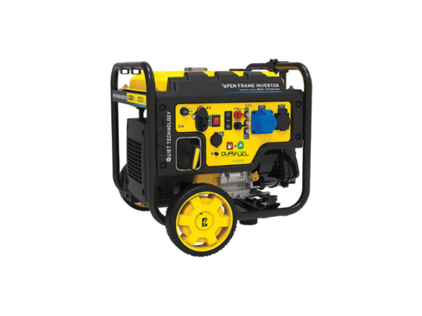 Generator i gul og sort ramme med hjul