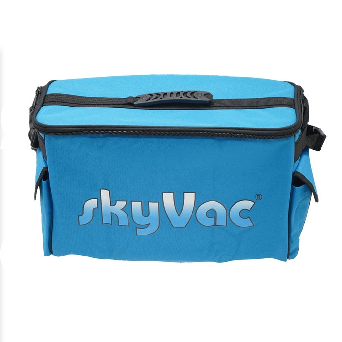 Blå skyVac-tilbehørstaske set forfra