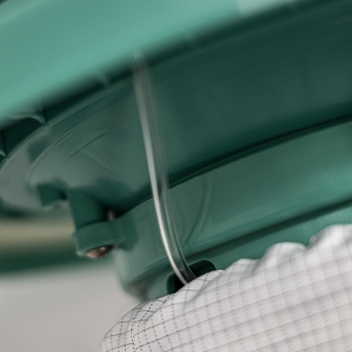 Undersiden af skyVac Hygenie-motorhoved ved filterposen